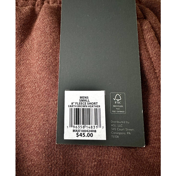 VRST 8" Inseam Fleece Lined Shorts-Size Small Men-Color:Brown-NWT - Picture 6 of 7